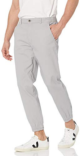 Amazon Essentials Pantalon Chino Esprit Jogging Coupe Droite Homme, Gris Clair, XL