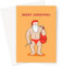Buff Weihnachtskarte mit Weihnachtsmann-Motiv, sexy Weihnachtsmann hält einen Sack voller Geschenke Karte, lustige LGBT-Weihnachtskarte für Schwulenmann