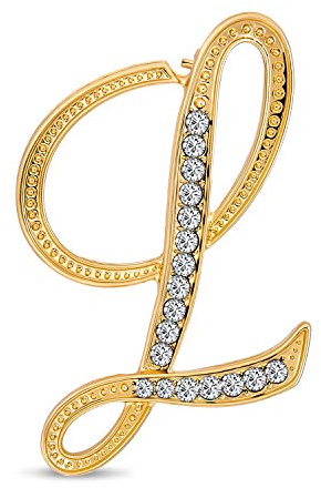 Großes Statement Abc Pave Crystal Cursive Script Monogramm Buchstaben Alphabet Initiale L Schal Revers Pin Brosche Für Frauen Gelbgold Plattiert