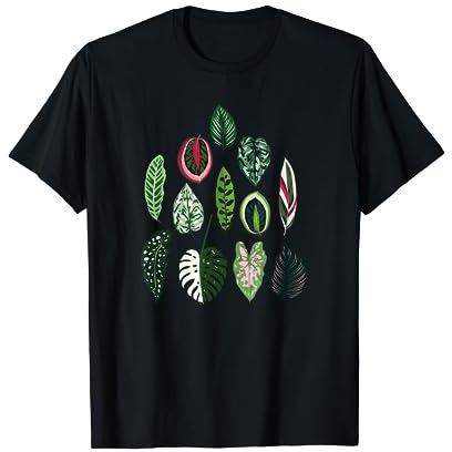 NEU Pflanzen Blatt Calathea Varigatea Monstera schwarz T-Shirt