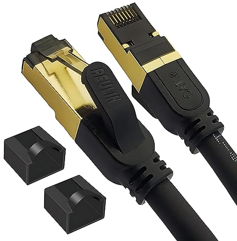 Reulin Plug & Play - Ethernet 8M Cat8 LAN Kabel TP 40G RJ45 Netzwerkkabel 8M kompatibel mit WLAN Modem Router Hub Smart TV Splitter Gigabit Switch Spielkonsole 8 Meter