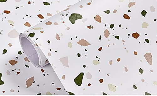 Papier Peint Terrazzo 23,6 x 236,2, En Marbre, Mat Peler Et Coller, Auto-adhésif Amovible, Pour Vanité D'armoires D'îlot De Cuisine, A1