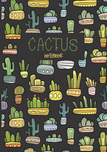 Cactus Notebook. Quaderno Puntinato A4: Quadernone per appunti grande | Taccuino a puntini | Dot Grid Journal (Copertina morbida Nero & Piantine Cactus)