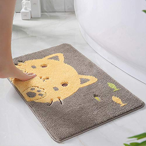 LNXSESN Badteppich Gelbe Katze Taupe Badvorleger Flauschig Mikrofaser Badematte rutschfest Duschvorleger Schnelltrocknend Badezimmerteppich Waschbar Badematten Bathroom Mat 40x60cm