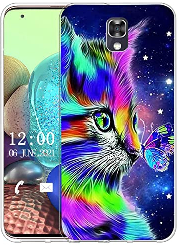 Sunrive Hülle Kompatibel mit LG X Screen Silikon, Transparent Handyhülle Schutzhülle Etui Case (X Katze 1)+Gratis Universal Eingabestift MEHRWEG