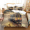 JWFGTT Retro-Zug Bettbezug Set 3 Teilig Dampfauto Bettwäsche Set Kinder Jungs Teenager 3D gedruckte Bettbezug Set mit Reißverschluss Mikrofaser Ultraweiche Hypoallergene Bettbezug 135x200cm