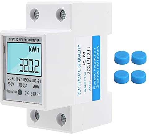 Smart Stromzähler, Einphasen Energiezähler, Fernbedienung LCD-Anzeige, Intelligenter ABS Energiezähler, Einphasiger DIN Schienen Mikro Digital Leistungsmesser mit Verwendeter Hintergrundbeleuchtung
