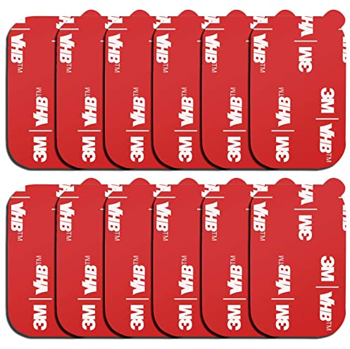 D.SKING Lot de 12 autocollants rectangulaires 3M de rechange pour tableau de bord magnétique de voiture, téléphone portable, pièces autocollantes de base double face 3M VHB (rouge)