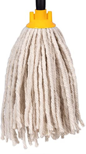 Jazooli Mop Heads Replacement - Commercial & Household Wet & Dry Mops for Cleaning Floors, Kitchen, Bathroom - Colour Coded Yarn Floor Mops, Heavy Duty Mop Head - 1 x Yellow