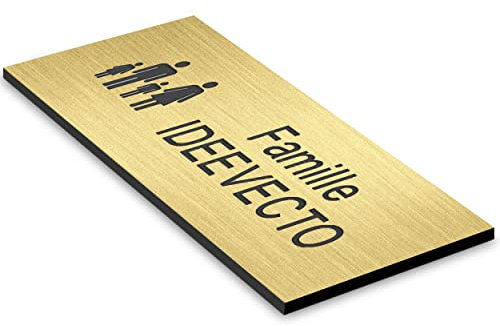 Plaque boite aux lettres personnalisable format FAMILIAL aspect OR ANTIQUE dimension 80 x 35 mm différents coloris - Plastique PVC Acrylique - résistant aux intempéries et aux UV - autocollante adhési