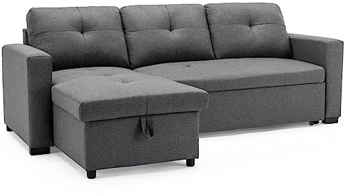More4Homes NEWPORT FABRIC CORNER LARGE 3 SEATER SOFA BED WITH STORAGE LEFT OR RIGHT SIDE