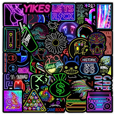 Coole Sticker Set Scrapbook Zubehör Neon VSCO Stickerbomb 100pcs Aesthetic Lustige Aufkleber Jugendliche Waterproof Vinyl Graffiti Vintage Stickers for Laptop Snowboard Skateboard Helmet Motorcycle