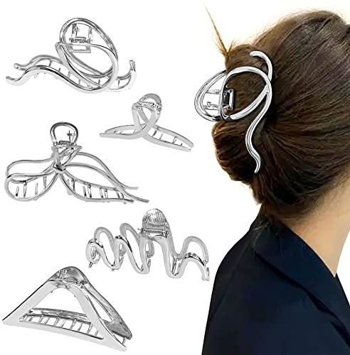 wonderforday Haarklammern,5 Stück Metall Haarklammer Groß Starker Halt, Metall Haarklammer Große Haarschmuck für Damen und MädchenKrallenklammern für dickes Haa 