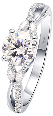 Verlobungsring Weißgold, 18 Karat Weißgold 1 Karat erstellter Infinity-Diamantring Ringe für Damen Größe 57 (18.1)