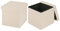 eSituro 2er Set Faltbarer Sitzhocker mit Stauraum, Fußhocker Polsterhocker Sitztruhe Aufbewahrungsbox, bis 300 kg belastbar, aus Teddyfleece Beige