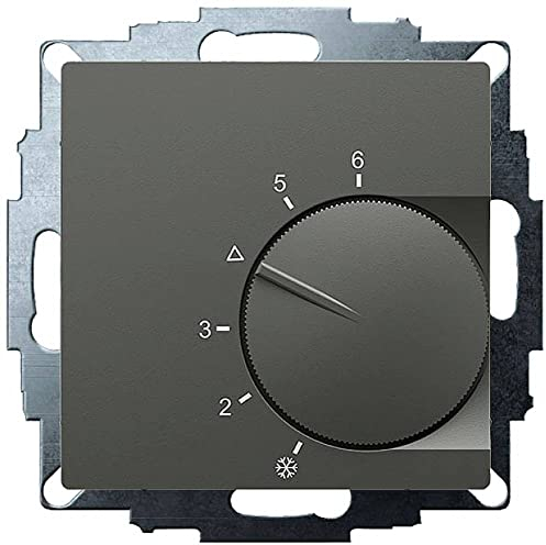 Eberle UP-Raumregler Anthrazit UTE 1001-Anthrazit-55 (Maße 55x55, Temperatureinstellung 5-30 C, AC 230V, 1Öffner, 10 A, Temperaturabsenkung ca.4K) 191810154302