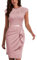 MIUSOL Women's Vintage Lace Cap Sleeve Cocktail Party Formal Wedding Guest Work Bodycon Dress (Small, Pink)