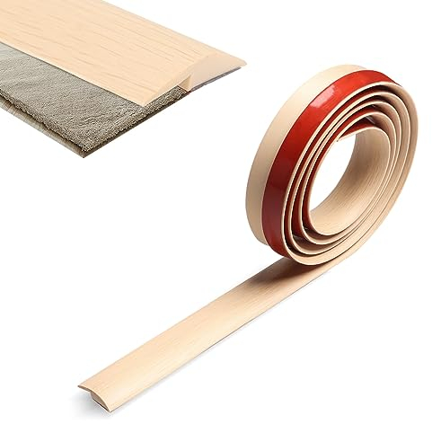 200cm Tira de Umbral, Tiras de Moldura de Puerta de Alfombra,Tira Divisoria de Puerta de Piso Autoadhesiva para Umbral de Alfombra Suelo, Altura de Transición Inferior a 5 mm (Arce)
