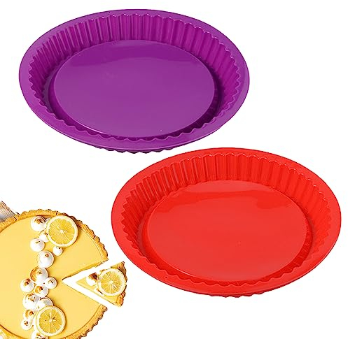 2 Stück Obstbodenform Tarteform, Bpa Frei Tortenbodenform Silikon Tarte Backform, Backform Silikon Tortenboden, Antihaft-Silikon Backformen, Benutzt für Quiche Pizza Tarte Kuchen Form