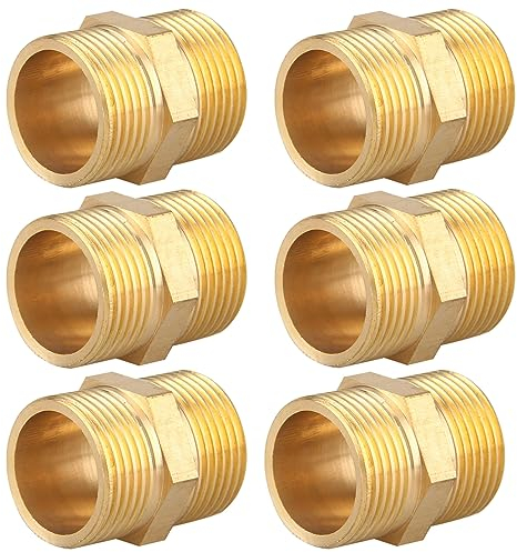 Nipplo doppio G1/2” (Ø 20mm) filettatura esterna in ottone,4 pezzi Nipplo-doppios esagonale G1/2” M/M,Raccordo 2xM filettato, Raccordi a doppio nipplo in ottone adatti per acqua potabile