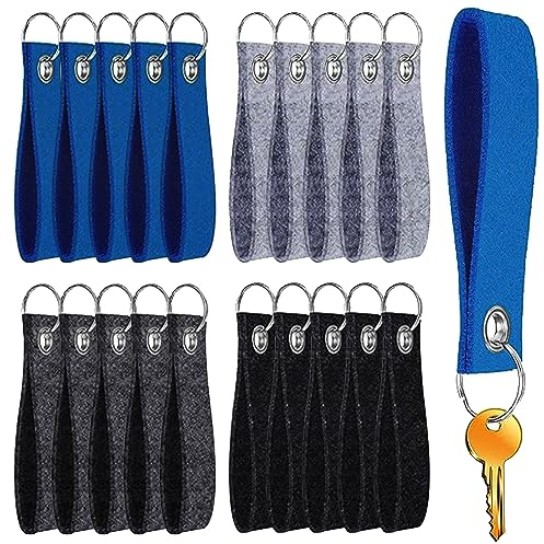 Schlüsselanhänger Filz Rohling 20pcs Filz Schlüsselanhänger mit Edelstahl Ring DIY Dekoration Handwerk Schlüsselanhänger Stoff zum Selber Machen Filzanhänger Rohling für Schlüssel Geschenk 13x3cm