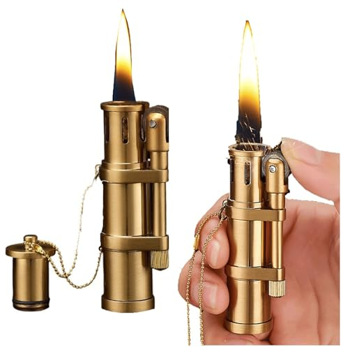 Vintage kerosin feuerzeug , klassische Schleifscheibe Zündfeuerzeuge, Mini-Graben-Feuerzeug im 2. Weltkrieg, Soft Flame-benzinfeuerzeug steampunk for Männer, winddichtes Feuerzeug ( Color : Bronze )