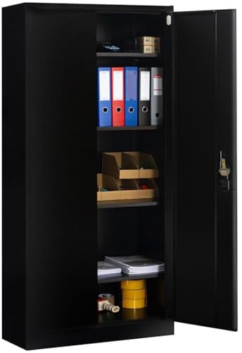 IDMarket - Metallschrank 80 cm 5 Ebenen schwarz