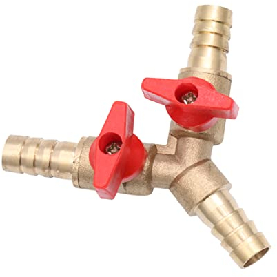 jojofuny Y 3-wege-gasventil Kupfer 10mm Schlauchanschluss Rot Klasse Dauerhaftes Absperrventil