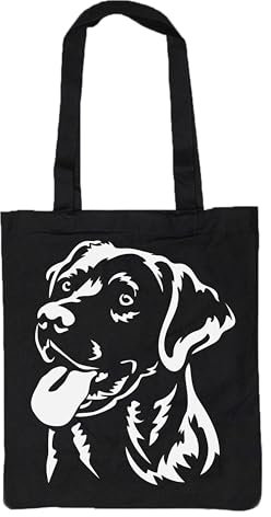 Merchandise for Fans Einkaufstasche Schultertasche Shopper aus Baumwolle - schwarz - 38x43 cm - Hund Labrador 02
