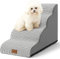 COZY KISS Scale per Cani di Piccola, Scale per Animali per Letto, Divano e Sedia, Rampa per Gatti con Rivestimento Lavabile e Fondo Antiscivolo, Leggera, 40x72x50cm, 4 Gradini, Bianco Nero