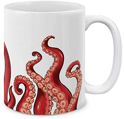 Coffee Tea Mugs Kraken Sea Animal Tentacles Red Ceramic Cup Multi-Colour Large Mug Decorations Ceramic Coffee Mug Cup 330Ml for Mothers Day, Lover, Father's Day Gifts