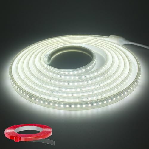 Q.Laomi Bande LED 20m, Très Lumineux Ruban LED 220V 230V sans Transformateur Etanche IP65 Bande de LED 120 LEDs/m, 6000K Bandeau avec Interrupteur, Blanc Froid