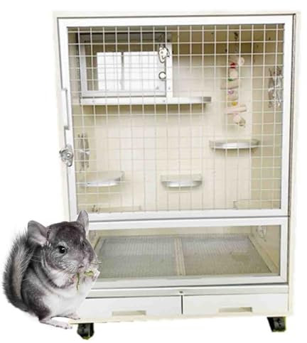 Chinchilla-Käfig für Meerschweinchen, Hamsterkäfig aus Holz, Eisnest, mit Tablett und Rollen für kleine Haustiere, Weiß