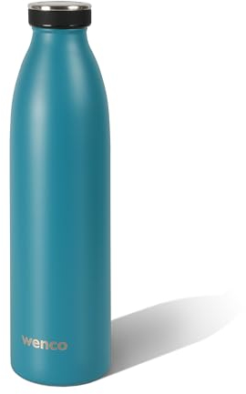 wenco Trinkflasche Edelstahl 0,75l / 750ml isoliert und auslaufsicher für kalte und heiße Getränke auch als Thermoskanne verwendbar BPA frei – carribean blue