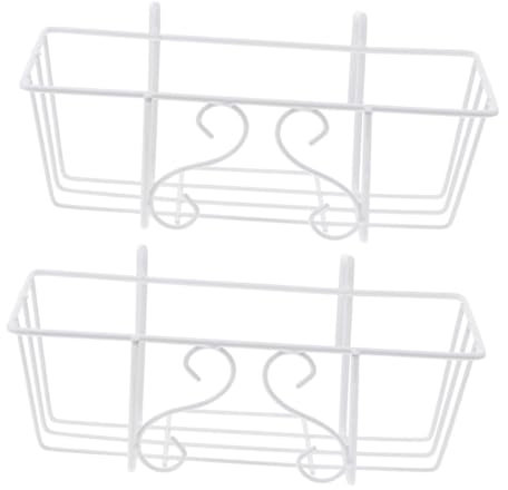 CAXUSD 2 Stück Balkon Pflanzenständer Aus Eisen Hängepflanzenhalter Für Blumentöpfe Weiß Metall Geländerregal Für Draußen Vielseitig Für Sukkulenten Und Topfpflanzen