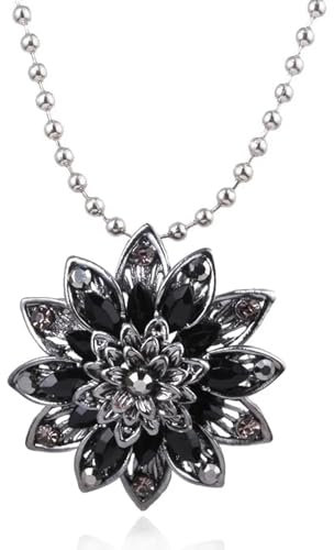 Belachick Retro Black Dahlia Crystal Pendant Necklace For Men & Women, Unisex, Occasion Wearers, No Metal Type, Necklace