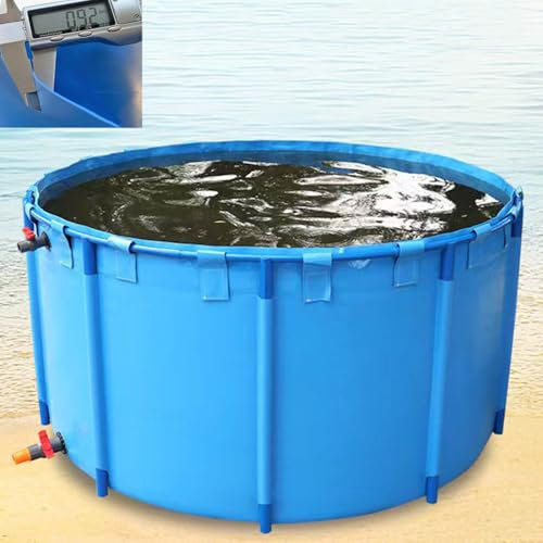 Generisch Faltbecken für Koi und Teichfische,Faltbares Becken für innen und außen,Verschleißfestes PVC-Material,Runder Teich-Fischteich, Segeltuch-Fischteich mit Halterung,1.5x1.2m
