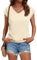 Suncife Womens Summer Casual Loose Fit T Shirt Cap Sleeve V Neck Tshirts Tops (Apricot,L)
