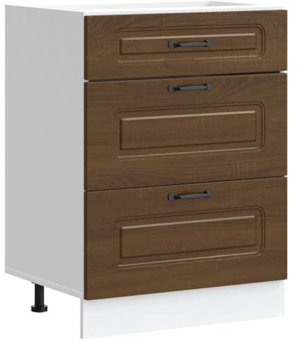 vidaXL Küchenunterschrank Kalmar Braun Eichen-Optik Holzwerkstoff, Spülenunterschrank, Schrank Küche, Lagerschrank, Unterschrank für Küche
