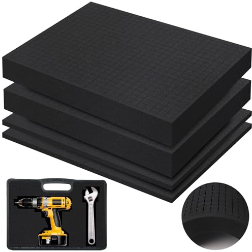 Rasterschaumstoff 4 Stk 1cm und 5cm je 2 Stück Schaumstoffeinlage Werkzeug | Schaumstoffeinlage für Transport - Hochwertiger Schaumstoff Zuschnitt für Verpackung, Lagerung, DIY