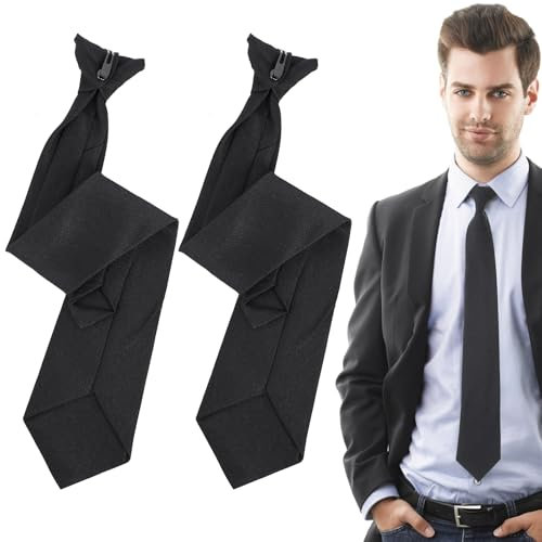 HaiFafafaing Schwarze Krawatte Herren Krawatte zum Anklippen Schwarze KlassischeElegante Verstellbare Krawatten für Business Hochzeiten Formelle Veranstaltungen