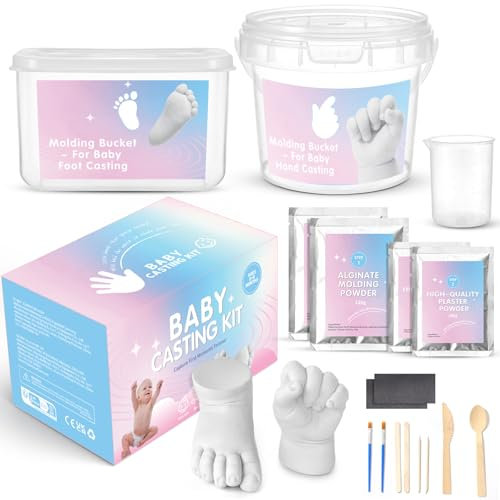 Kit Calco Mani e Piedi in 3D per Neonato, Taricor Kit per Stampi di Impronte del Bambino, Set Regalo in 3D, Ricordi, Souvenir, per Bambini o Neonati, Regali per il Baby Shower