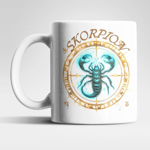 Sternzeichen Zodiac Kaffeetasse Teetasse Tasse Geschenkidee 325 ml, Muster: Skorpion