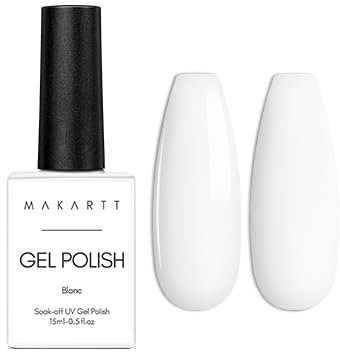 Makartt Gel Nail Polish -15ml White Gel Polish for Long Lasting High Glossy Finish Soak Off UV Nail Polish for French Nail Varnish Chip Resistant Nail Art for Easy Application Salon & Home Use