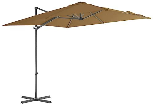 NQJIBUE Ombrellone da giardino a sbalzo con palo in acciaio, colore tortora, 250 x 250 cm