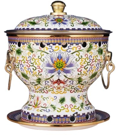 IUYIXWFP Chinese Charcoal Hotpot Cloisonne Copper Hot Pot Single Alcohol Stove Hot Pot Household Small Pot Chinese Hot Pot Copper Hot Pot,A