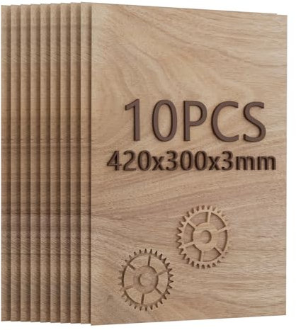Creatorally Compensato 3mm, Pannelli di Legno per Incisione Laser A3 10 Pezzi, Pannello Materiali laser per Taglio Laser CNC Pirografia (Noce Nera)