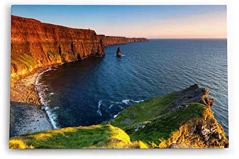 Paul Sinus Wandbilder Deko Kunstdruck 90x60cm Cliffs of Moher Irland Klippen Meer Küste Sonnenuntergang