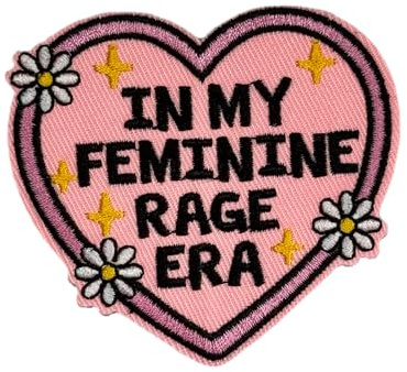 Patches Klett In My Feminine Rage Era Herz Klett Patch Mit Klettverschluss Stickerei Taktische Militär Morale Hook Aufnäher Für Uniform, Rucksäcke, Taktische Westen