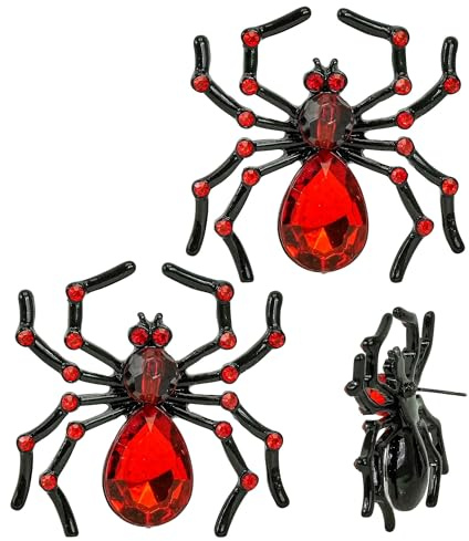 W WIDMANN MILANO Party Fashion - Modeschmuck Spinne mit Strass | Schmuck mit Spinnenmotiv als Kostümaccessoire für Halloween, Gothic Events, Karneval, Mottoparty und Gruselkostüme